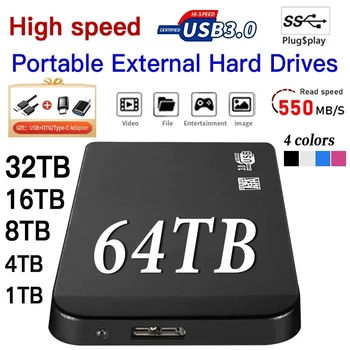 1 ТБ Портативный накопитель SSD внешний жесткий диск 2 ТБ Высокоскоростной внешний твердотельный накопитель 500 ГБ Жесткий диск для xiaomi Для ноутбуков Mac