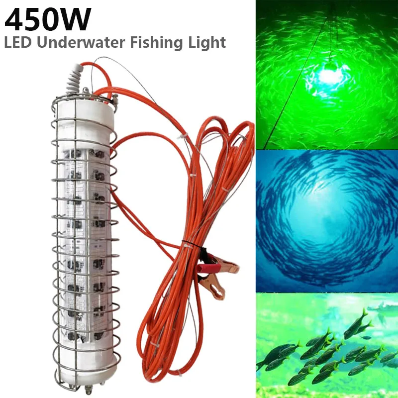 12 В-24 В Новая Рекламная Приманка Для Рыбы, Светодиодная Лампа 450 Вт IP68, Высокая Яркость, Глубокая Рыбалка, Подводный Светильник, Кальмар - 0