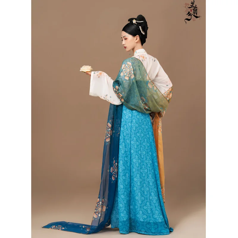 16 цветов, Оригинальное китайское Традиционное шелковое платье Hanfu с принтом, Аксессуары Для Женщин Pibo, Танцевальная одежда Династии Тан Дуньхуан, Шаль - 1