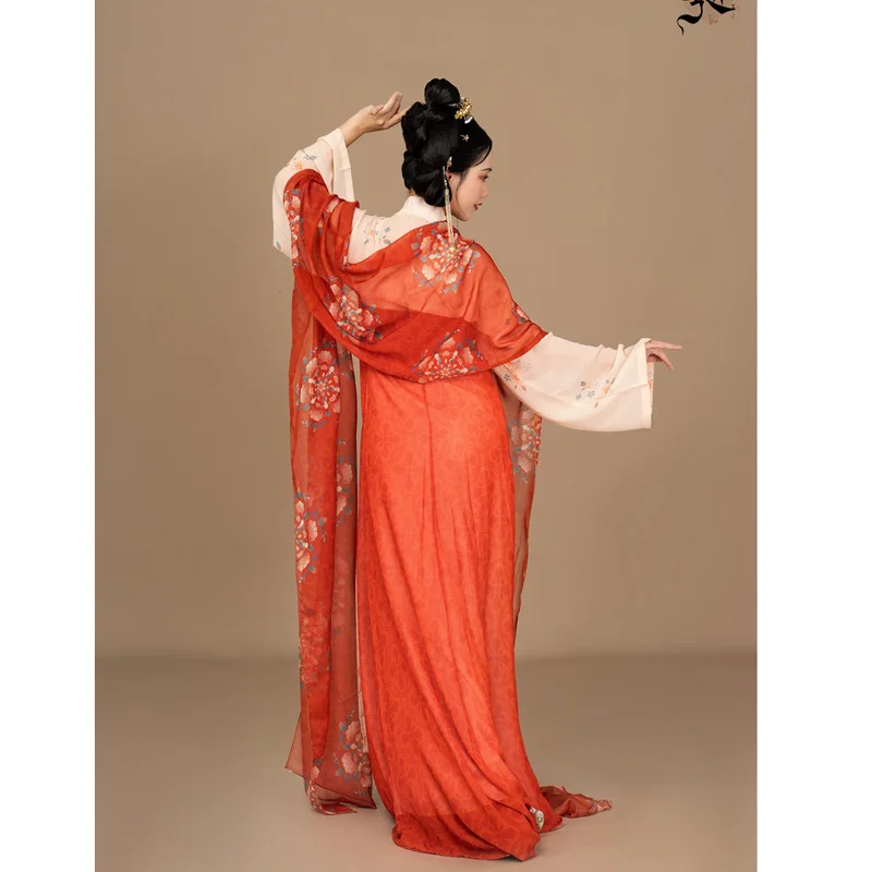 16 цветов, Оригинальное китайское Традиционное шелковое платье Hanfu с принтом, Аксессуары Для Женщин Pibo, Танцевальная одежда Династии Тан Дуньхуан, Шаль - 2