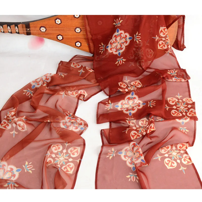 16 цветов, Оригинальное китайское Традиционное шелковое платье Hanfu с принтом, Аксессуары Для Женщин Pibo, Танцевальная одежда Династии Тан Дуньхуан, Шаль - 3