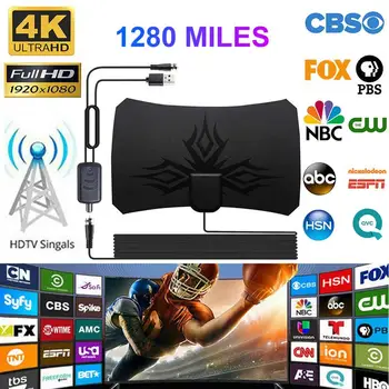 2020 Новая Цифровая HDTV Антенна 1280 Миль 4K с усилением 28 дБ, Антенна для усиления сигнала в помещении, Антенна DVB-T2, Телевизионная Антенна HD TV, Антенна