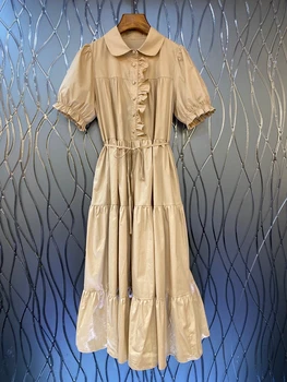2023, новая женская мода, кукольный воротник с коротким рукавом, грибковый край, тонкое слово, маятник, милое платье средней длины, платье 0629