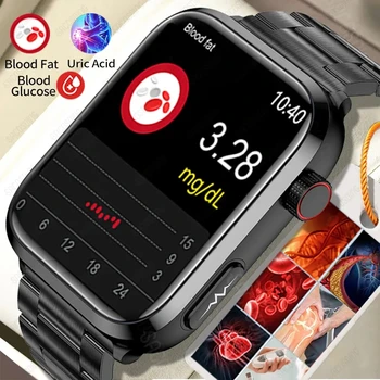 2023 Новые Смарт-Часы для измерения уровня сахара в крови, Мужские Часы Для Здоровья, Монитор уровня липидов в крови, Мочевой Кислоты, ЭКГ + PPG, Спортивные Часы, Смарт-Часы с Bluetooth-Вызовом