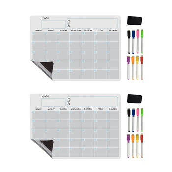 2X магнитная доска формата А3, набор календарей сухого стирания, доска для ежедневника для холодильника, Кухня, дом