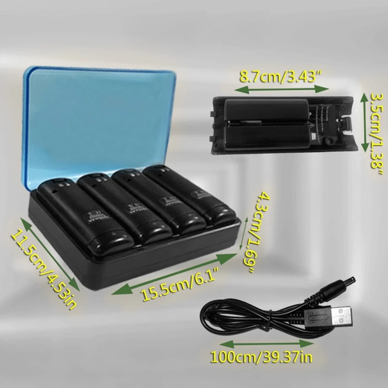 4 в 1 светодиодный пульт Дистанционного Управления Зарядная док-станция + Перезаряжаемая батарея 4x2800 мАч USB-Кабель для uController III/Wii 85DD - 5