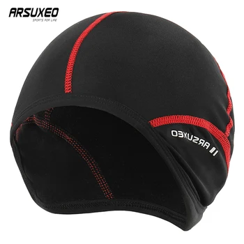 ARSUXEO Зимняя велосипедная кепка, Мужские дорожные велосипедные кепки, Быстросохнущая флисовая кепка, дышащие ветрозащитные шапки для горных велосипедов