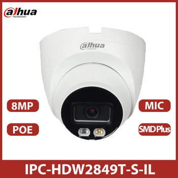 Dahua IPC-HDW2849T-S-IL 8MP H.265 Smart Dual Light Полноцветная Купольная сетевая камера WizSense с фиксированным фокусным расстоянием, встроенная в микрофон IP67