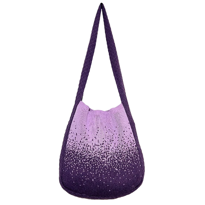 Ellovado 2023 Новая вязаная сумка в стиле ретро, сетчатая выдолбленная тканая сумка, женская сумка на плечо в нежном стиле, сумочка из искусственной шерсти - 0