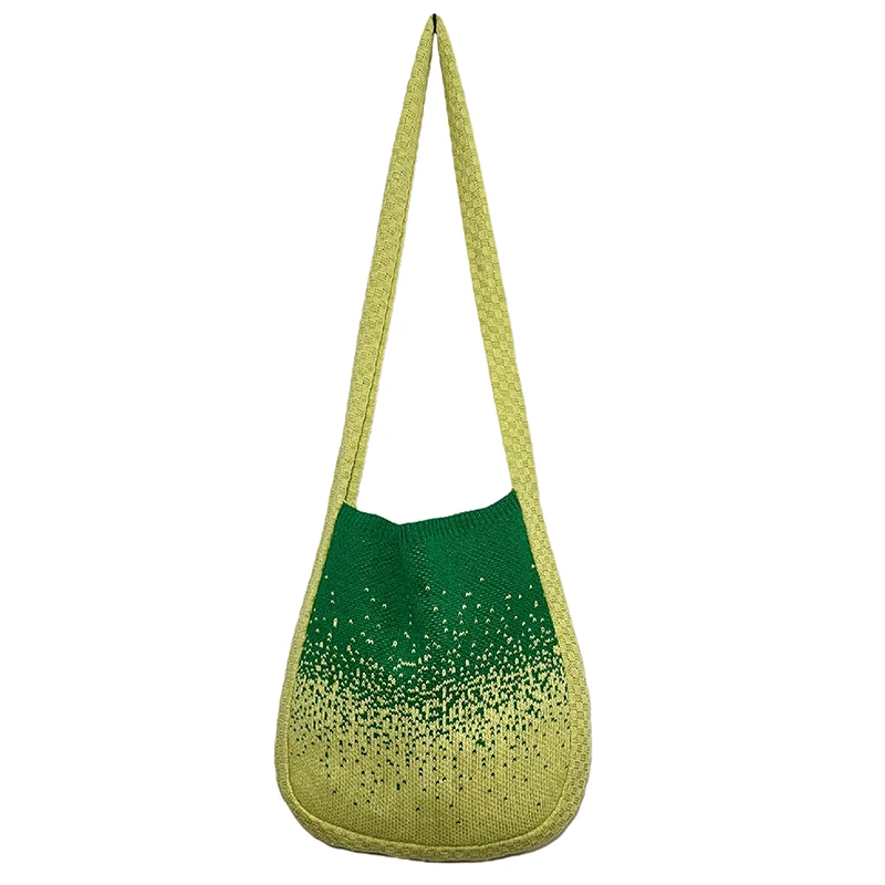 Ellovado 2023 Новая вязаная сумка в стиле ретро, сетчатая выдолбленная тканая сумка, женская сумка на плечо в нежном стиле, сумочка из искусственной шерсти - 2