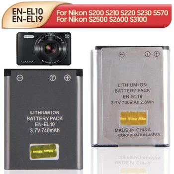 EN-EL10 EN-EL19 Сменный Аккумулятор Для камеры Nikon S200 S210 S220 S230 S570 S500 S800 S2500 S2600 S2700 S2800 S2900 S3100