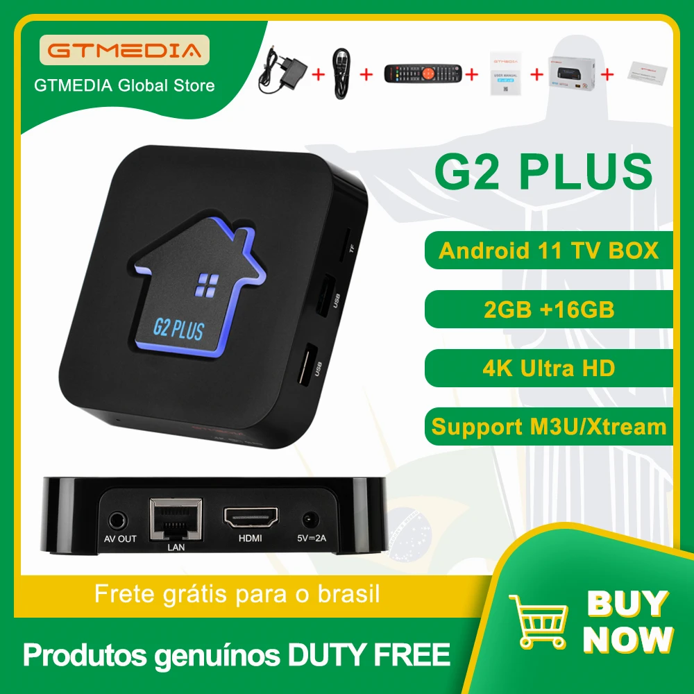 GTMEDIA Smart TV Box G2 PLUS Android 11,0 2 ГБ 16 ГБ Четырехъядерный 4K HD 3D Видео Медиаплеер Домашний Кинотеатр ТВ-приставка Поддержка M3U - 0