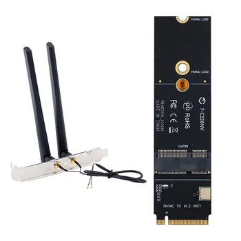 M.2 KEY-M-KEY A-E/E Адаптер Raiser Беспроводная Сетевая карта с Антеннами NVMe PCI express SSD Для Intel AX200 9260 Wifi карты