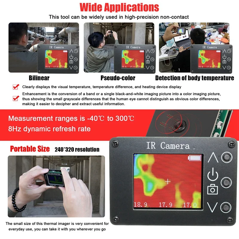 MLX90640 1,8-дюймовый ЖК-цифровой дисплей Инфракрасный тепловизор, датчик температуры, Ручной ИК-термограф, камера - 3
