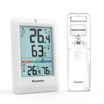 Newentor LCD Электронный цифровой Измеритель температуры Влажности Термометр Гигрометр Внутренняя Наружная Метеостанция Будильник