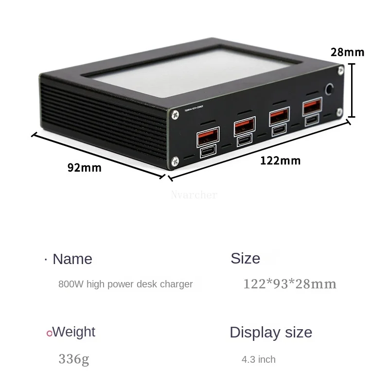 Nvarcher 4,3-дюймовый сенсорный экран SW3518 с 5 способами быстрой зарядки настольного компьютера мощностью 800 Вт поддерживает множество входных портов полный протокол - 4