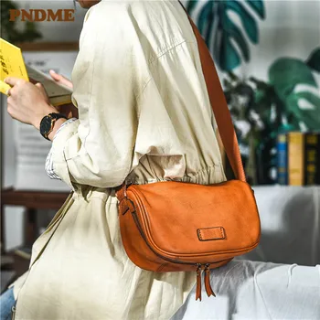 PNDME оригинальная мода, женская сумка через плечо в стиле ретро из натуральной воловьей кожи, повседневные женские вечерние сумки через плечо подмышками