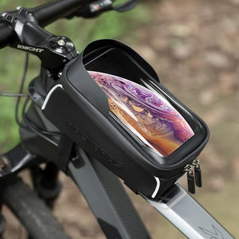 Rockbros официальная 6,0-6,8 дюймовая Велосипедная сумка для телефона с рамой, Передняя Верхняя трубка, Велосипедная сумка, Водонепроницаемый чехол, сумка с сенсорным экраном, MTB Pack