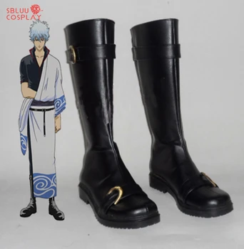 SBluuCosplay Gintama Косплей Silver Soul Sakata Gintoki, ботинки для косплея, черные туфли на заказ