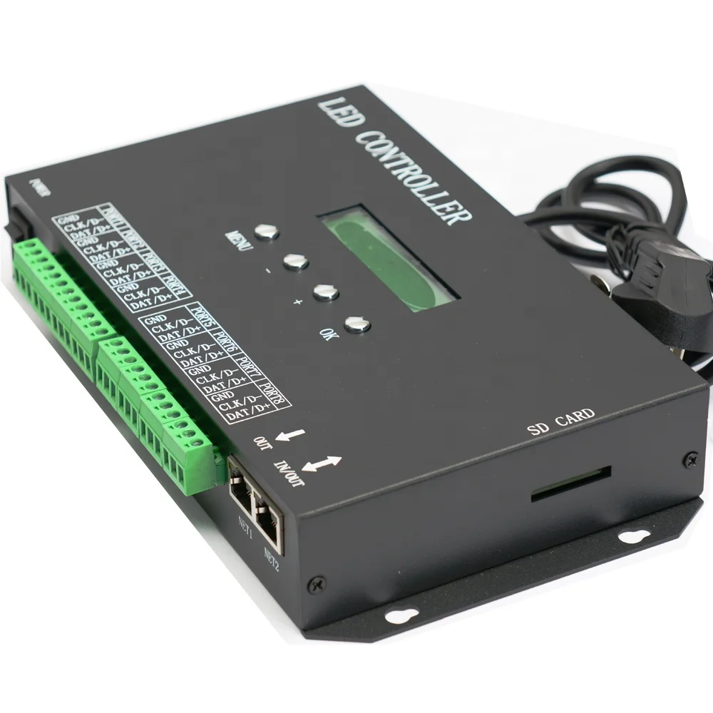 T-300K PRO T300K PRO светодиодный пиксельный контроллер RGB PC on line пиксельный полноцветный контроллер через SD-карту ПК 8 портов ws2811 ws2801 - 1