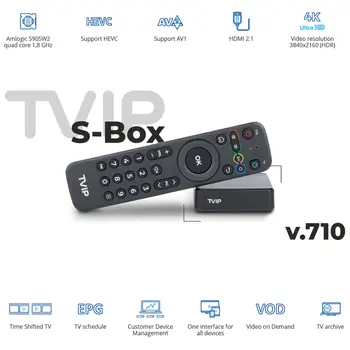 TVIP S-Box v.710 4K Ultra HD Android 11.0 TV BOX Amlogic S905W2 Медиаплеер TVIP710 tvbox vs TVIP530 телеприставка в наличии