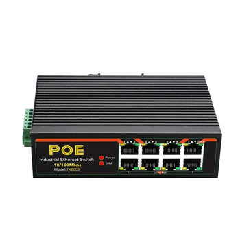 TXE003 8 Портов Промышленного Класса Fast Ethernet Коммутатор 10/100 Мбит/с POE Сетевой Коммутатор Типа DIN-рейки Сетевой Адаптер RJ45 Lan