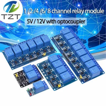 TZT 5v 1 2 4 6 8-канальный релейный модуль с оптроном. Релейный выход 1 /2 /4 /6 / 8 способ релейного модуля 12V 24V для arduino blue