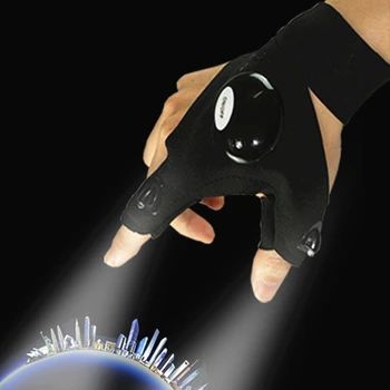 USB-Подзарядка, Волшебный ремешок для рыбалки на открытом воздухе, Перчатки без пальцев, ночник, Водонепроницаемые рыболовные перчатки со светодиодным фонариком, спасательный инструмент