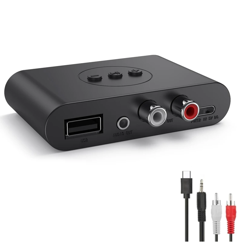 Аудиоприемник Bluetooth 5.2 NFC USB Флэш-Накопитель RCA 3,5 Мм AUX USB Стерео Музыкальный Беспроводной Адаптер С Микрофоном - 0