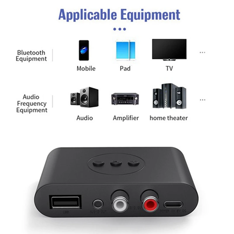 Аудиоприемник Bluetooth 5.2 NFC USB Флэш-Накопитель RCA 3,5 Мм AUX USB Стерео Музыкальный Беспроводной Адаптер С Микрофоном - 3