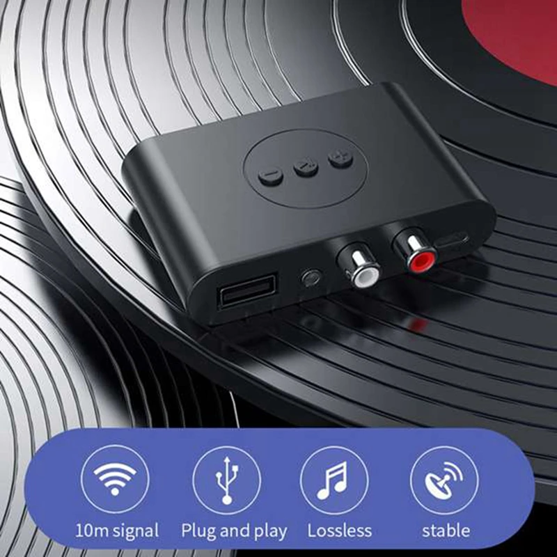 Аудиоприемник Bluetooth 5.2 NFC USB Флэш-Накопитель RCA 3,5 Мм AUX USB Стерео Музыкальный Беспроводной Адаптер С Микрофоном - 4