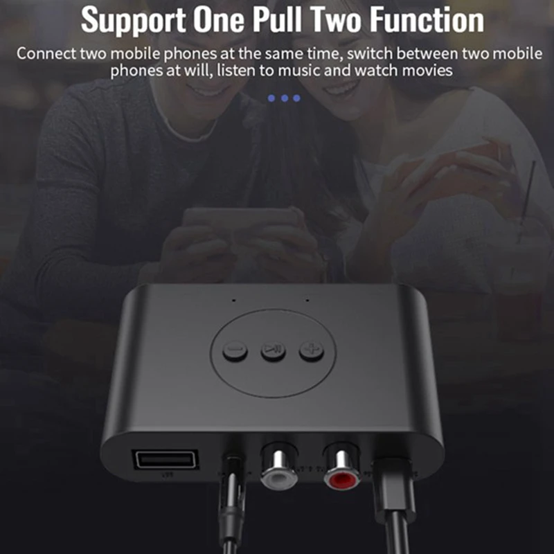 Аудиоприемник Bluetooth 5.2 NFC USB Флэш-Накопитель RCA 3,5 Мм AUX USB Стерео Музыкальный Беспроводной Адаптер С Микрофоном - 5