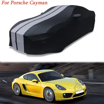 Бархатный чехол для всего кузова автомобиля с защитой от пыли Чехол для автомобиля с защитой от пыли и царапин для Porsche Черный с серыми полосками