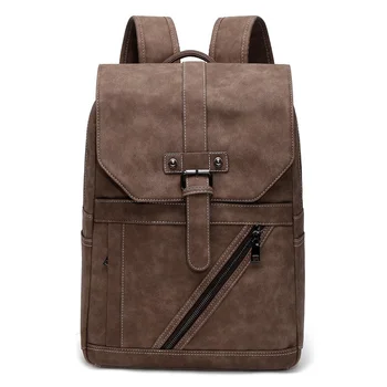 Винтажный Новый Мужской рюкзак из искусственной кожи, высококачественная школьная сумка для делового ноутбука, Водонепроницаемая дорожная