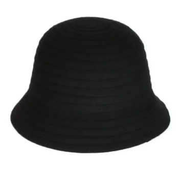 Высококачественная модная женская фетровая шляпа из 100% шерсти, женские винтажные шляпы-ведерки с широкими полями оптом
