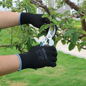 Горячая распродажа, 6 пар, сертифицированных GMG CE EN388, черные защитные рабочие перчатки из полиэстера и ПУ для универсального механика садоводства