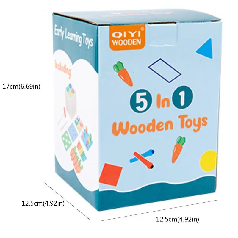 Деревянный игровой набор 5 В 1, Прочная коробка Монтессори, Деревянные игрушки, Деревянный игровой набор для мальчиков и девочек старше 1 года, Форма для детей дошкольного возраста - 5