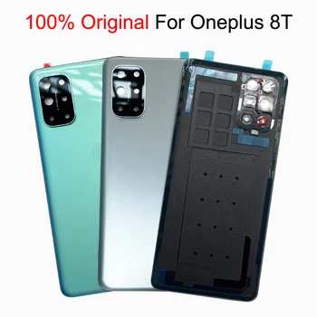 Для OnePlus 8T + 5G Оригинальная Задняя крышка Аккумулятора, Стеклянная Панель Корпуса задней двери, Замена Корпуса Для Объектива камеры One Plus 1 + 8T 8t