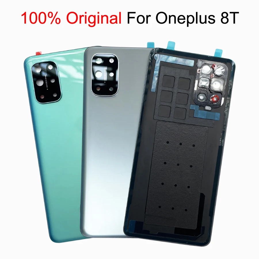 Для OnePlus 8T + 5G Оригинальная Задняя крышка Аккумулятора, Стеклянная Панель Корпуса задней двери, Замена Корпуса Для Объектива камеры One Plus 1 + 8T 8t - 0