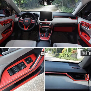 Для Toyota RAV4 2019-2020 Внутренняя Центральная панель управления Дверная ручка 3D 5D Наклейки из углеродного волокна, аксессуары для стайлинга автомобилей