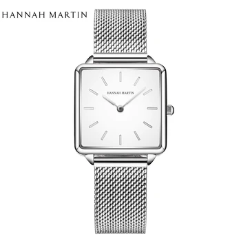 Женские квадратные кварцевые наручные часы с сетчатым ремешком из нержавеющей стали Высокого качества 3ATM, водонепроницаемые, женские оригинальные часы, Прямая поставка