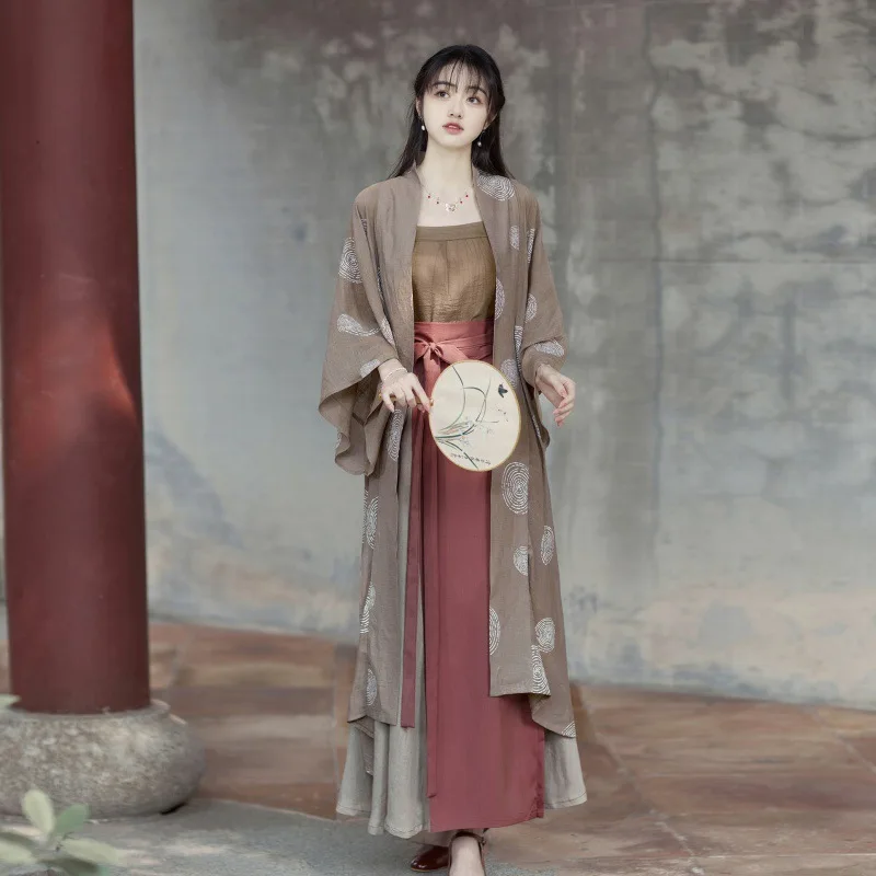 Женское Летнее платье Yourqipao Song Hanfu с Коротким рукавом в Улучшенном китайском стиле Hanfu, Простое и Универсальное Платье для пригородных поездок Hanfu - 1