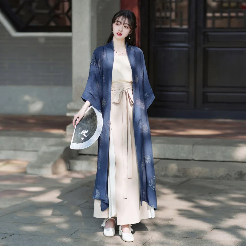 Женское Летнее платье Yourqipao Song Hanfu с Коротким рукавом в Улучшенном китайском стиле Hanfu, Простое и Универсальное Платье для пригородных поездок Hanfu - 2