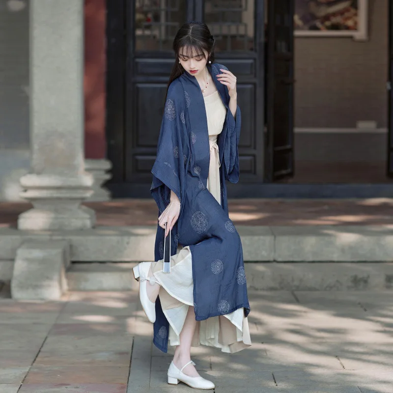 Женское Летнее платье Yourqipao Song Hanfu с Коротким рукавом в Улучшенном китайском стиле Hanfu, Простое и Универсальное Платье для пригородных поездок Hanfu - 4