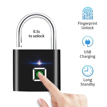 Защитный Дверной замок Smart Keyless USB Водонепроницаемый Перезаряжаемый Замок с отпечатком пальца для Шкафчика Спортивной школы Металлический замок из цинкового сплава