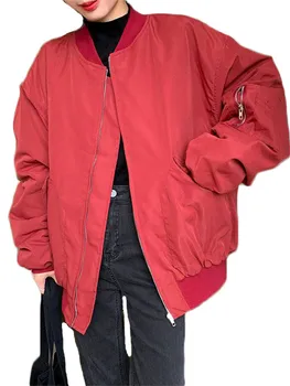 Зима 2022, Новая корейская версия, Ретро Популярная Бейсбольная стеганая куртка, Женская Утолщенная Теплая куртка, Модные топы Оверсайз N1592