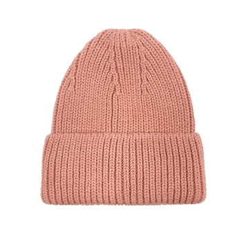 Зимние теплые модные Розовые Кепки, Повседневная однотонная шапочка, красочные женские тепловые шапки, Зимние вязаные кепки