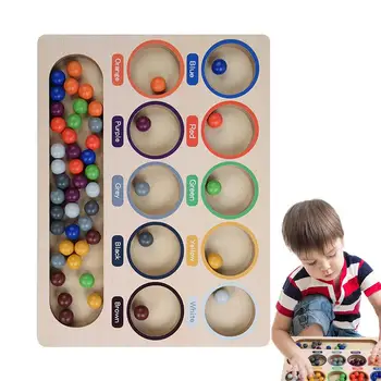 Игра с шариками-клипсами, Игрушки для сортировки, Деревянная настольная игра, Сортировка цветов, Радужная настольная игра с шариками, Монтессори, комбинационная игра, игрушка с шариками-клипсами