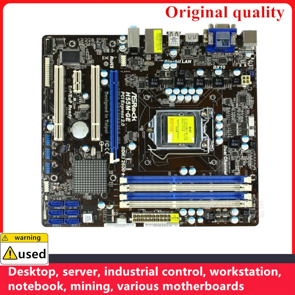 Используется для материнских плат ASROCK H55M-GE LGA 1156 DDR3 16GB M-ATX для настольной материнской платы Intel H55 SATA II USB2.0 - 0