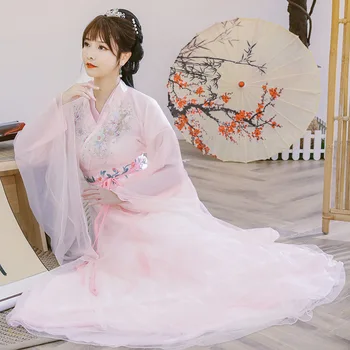 Китайский Костюм Ханьфу Платье Феи Косплей Традиционный Фестивальный Дневник Современная Одежда для Женщин Розового Белого Цвета